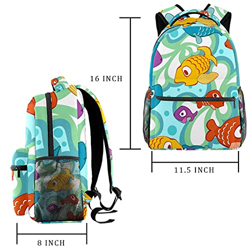 Sac à dos pratique pour garçons et filles avec motif poisson vert