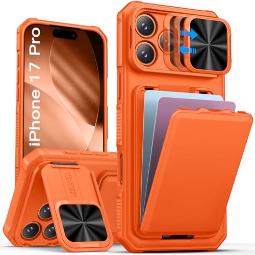 Image of SSLOTSCASE for iPhone 17 Pro Case with Card Holder & Stand, Orange