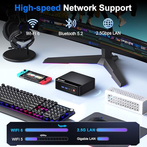 Image of Beelink SER5 Mini PC with AMD Ryzen 5 5625U (6C /12T, 7 CUs GPU 1800MHz), 16GB 3200MHz DDR4 500GB SSD, Mini Desktop Computers Support 2.5 Inch HDD Expend /4K Output /2.5G LAN /WiFi 6 /BT5.4 Home /Office