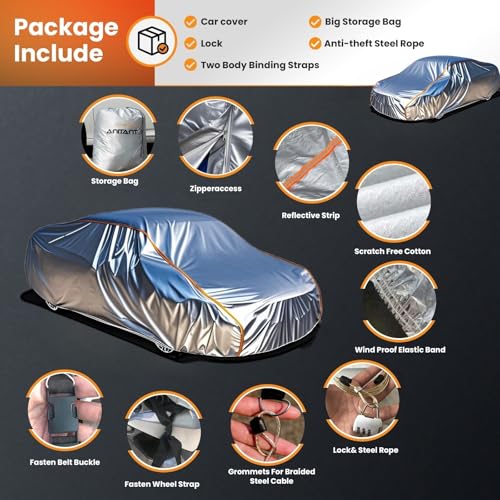 Image of Outdoor Sport Car Cover for Automobiles All Weather Waterproof Heavy Duty Full Exterior Cover UV Rain Protection Fit Coupe Under 163 inch