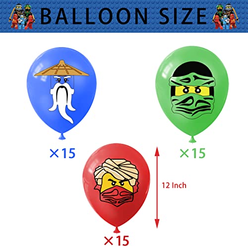 45 Pcs Ninja Birthday Party Supplies, Blue Green Red Ninja Balloons Kits For Kids, 12 Inch Cartoon Ninja Theme Latex Balloons For Girls Boys Baby Shower Birthday Party Decorations #TOP1