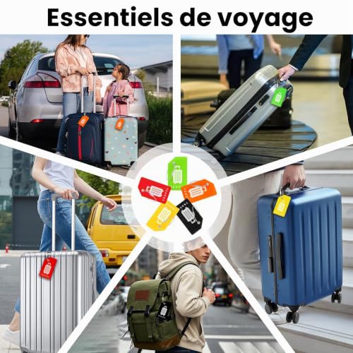 Teskyer 5 Pièces Etiquette Valise - Silicone, Durables, Visibles, Souples, avec Boucles en Acier, avec Carte d'Identité, Étiquettes de Bagage, Voyage Accessoires – Image 7