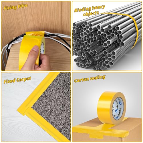 Image of Oleitodh 12 Pack Yellow Duct Tape Heavy Duty,8.3 Mil Thickness,2 Inches x 60 Yards,Strong Industrial Strength,Flexible,No Residue,Waterproof and Tear by Hand,Multi-Use for Indoor & Outdoor Repairs
