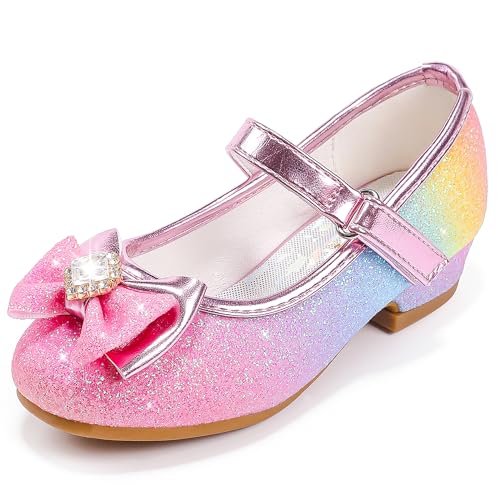 Furdeour Toddler Heels Rainbow Girls Dress Shoes Princess Size 11 Glitter by Furdeour - Used condition - US$18.84