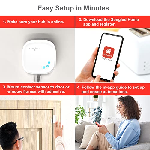 Sengled-Zigbee-30-Smart-Door-Sensor-G2-Smart-Sensor-for-Window-and-Door-Hub-Required-Compatible-with-Alexa-Google-Assistant-Smartthings-APP-Remote-Control-4-Pack
