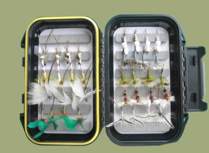 Mayflies,Trout Flies, 36 in watertight box, Mixed Size, Fly Fishing, Early Season Favourites, Barbed or barbless (Barbless)