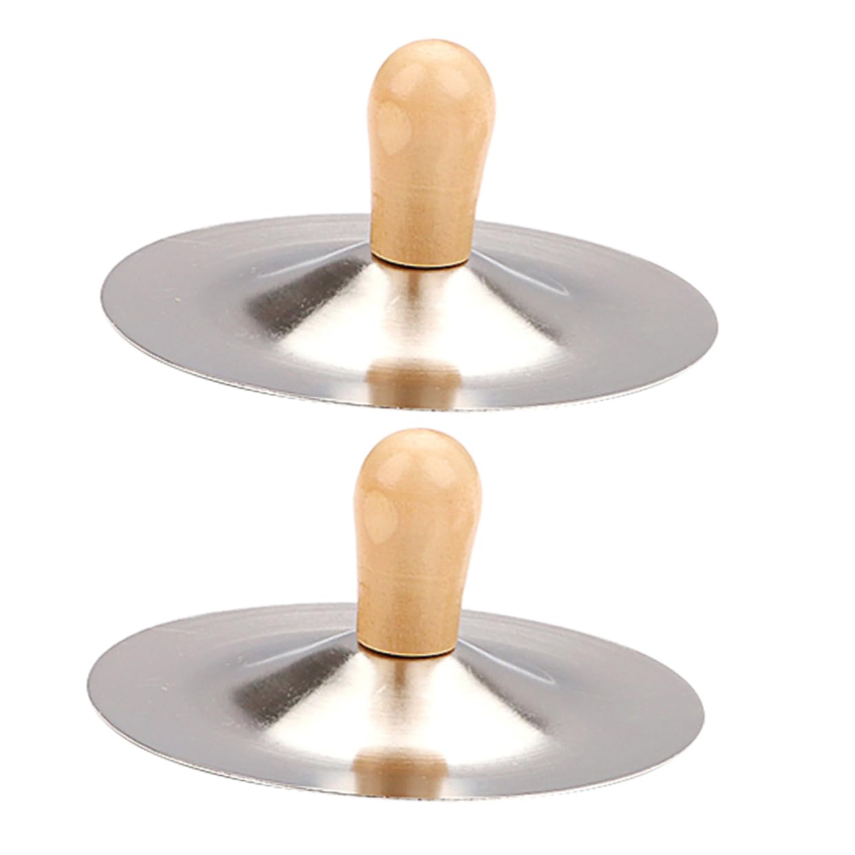 HANABASS 2Pcs Finger Cymbals with Wooden Handles Compact Dance Hand Cymbal for Belly Dancing Portable Percussion Instrument for Musicians