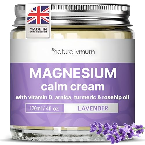 Image of NaturallyMum - Magnesium Cream with Vitamin D3 [4 Fl Oz] - Magnesium and VIT D Lotion - Turmeric & Arnica Calm Cream - Magnesium and VIT D3 - Lavender