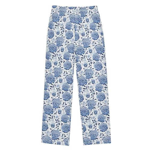 Boho Flowers Long Pajama Pants Elastic Waist PJ Bottoms with Pockets S A1131762