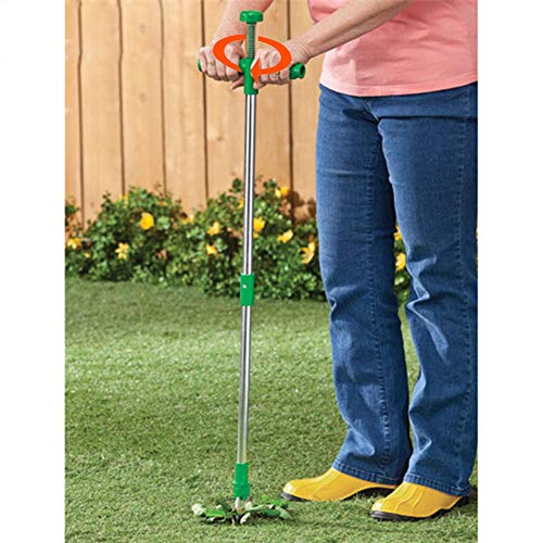 Tantrum Tow Ropes Stand Up Weeder, Manual Weed Puller Root Removal Tool with 3 Claws - Hand Weeder Gardening Tool Stainless Steel
