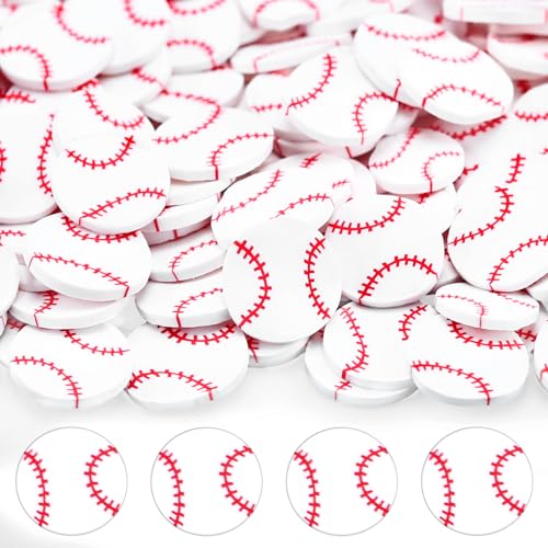 Image of Weysat 30g Mini Baseball Polymer Clay Slices 0.2 Inch Tiny Clay Baseball Pieces Sports Sprinkles Ball Confetti for Clips Nail Art DIY Craft Party Decoration Favors for Team Sports Lover