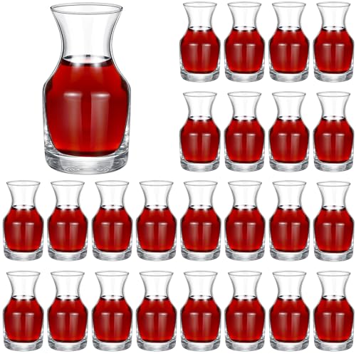 Lot de 24 mini carafes à vin individuelles pour vin, dîners, fêtes, dégustations, bars, restaurants (185 ml)