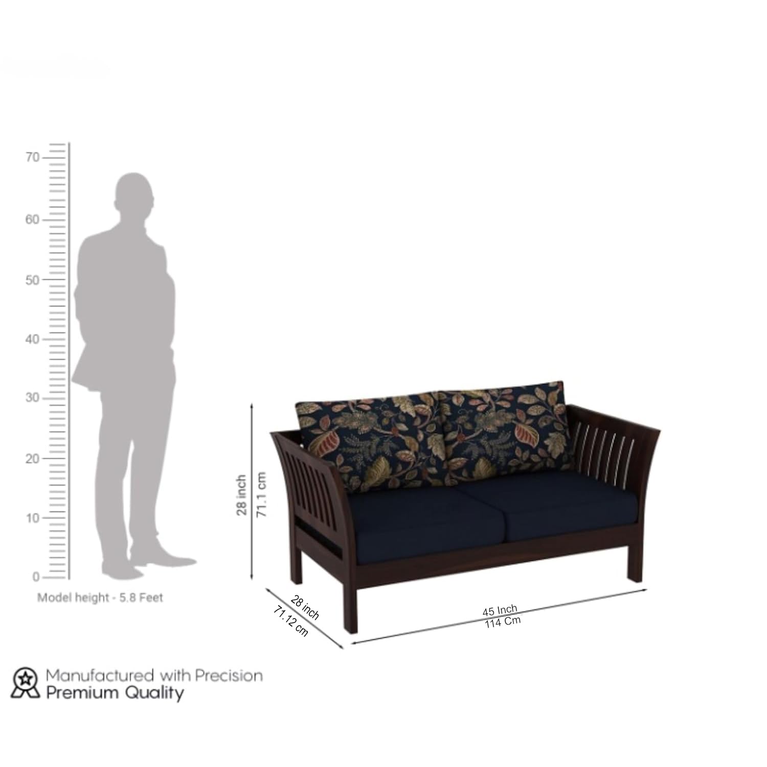 Solid Sheesham Wood Two Seater Sofa Set with Cushion | Wooden 2 Seater Sofa for Home Bedroom Living Room Hall and Office (Walnut Finish) Solid Sheesham Wood Two Seater Sofa Set with Cushion | Wooden 2 Seater Sofa for Home Bedroom Living Room Hall and Office (Walnut Finish)