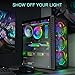 MUSETEX ATX PC Case Pre-Installed 6Pcs 120mm ARGB Fans, Computer Gaming Case with Tempered Glass Side & Front Panels, Metal Honeycomb Mesh, USB3.0, S6-B