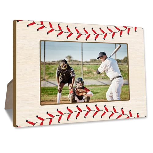 Baseball Picture Frame Baseball Tabletop Photo Frame 4x6 Sports Theme Wooden Picture Frame with Stand  Home Office Decor for Sports Theme Party Gifts Photo Tabletop Display & Home Dcor - A07
