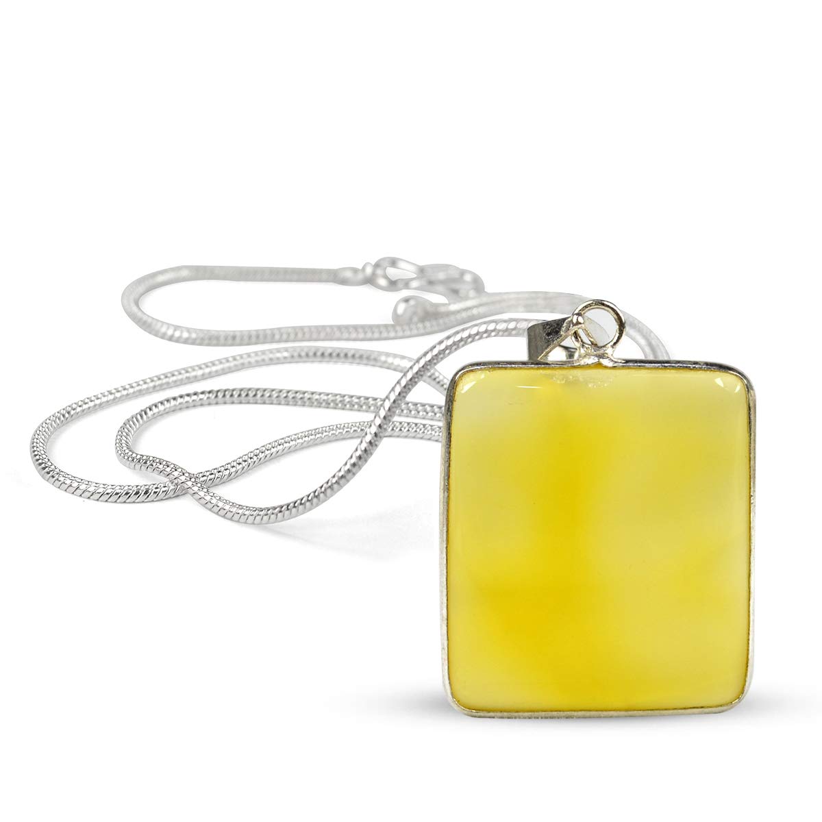 CrystuAAA Yellow Onyx Pendant Square Shape Crystal Stone Locket - Pendant with Metal Chain for Reiki Healing and Crystal Healing Gemstone for Unisex (Color : Yellow)