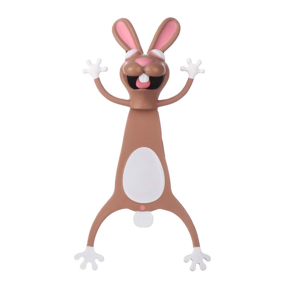Cartoon Bookmarks, 3D Stereo Animal Original Cute PVC Book Mark, Ouch Series, Funny creatived Gifts for Kids, Adult (Rabbit)