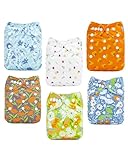 ALVABABY Baby Cloth Diapers 6 Pack with 12 Inserts Cloth Diaper Covers Adjustable Washable Reusable for Baby Girls and Boys 6DM120A