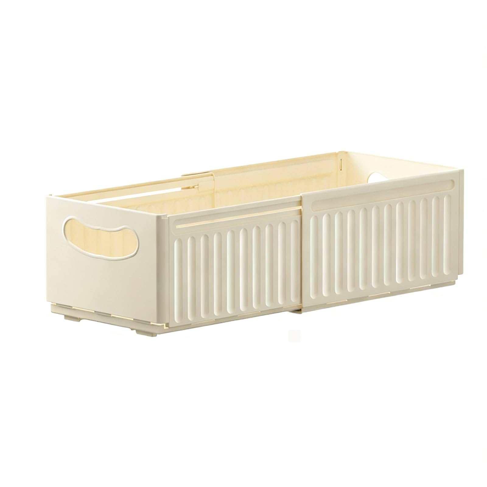 YIXANNX Narrow Storage Bins Set Of 3 Stackable Plastic Boxes Adjustable Drawers For Kitchen Cabinets Organization Height Used , Cream white , L