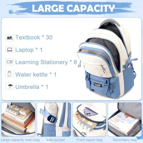 Image of TS WITH TECHSUN College Laptop Backpack for Women & Teens with Zipper Pouch | School Bag for Girls 13-14 Years | 18 Inch Book Backpack | Travel School Bag, Tuition, Coaching