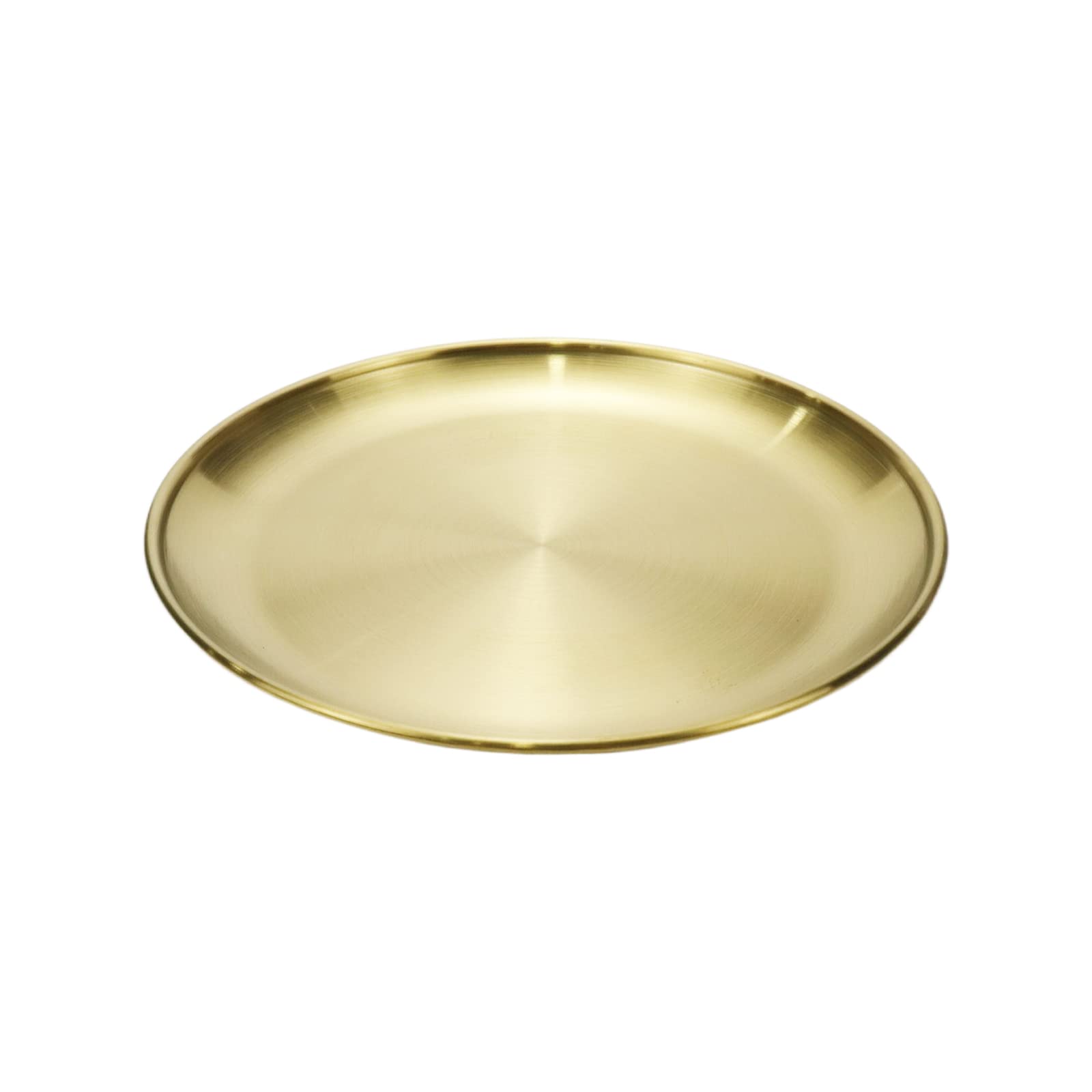 Faotup 1PCS 20CM/7.87Inch Diameter Stainless Steel Gold Dish Tray,Gold Round Soap Dish,Gold Tray Decorative Round,Modern Gold Serving Tray,Candle Plate Gold