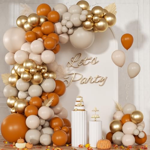 Image of Fall Balloon Arch Garland Kit with Burnt Orange Balloons