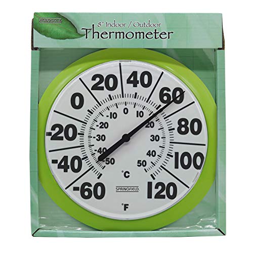 Springfield 8" Indoor/Outdoor Dial Thermometer, Green #TOP4
