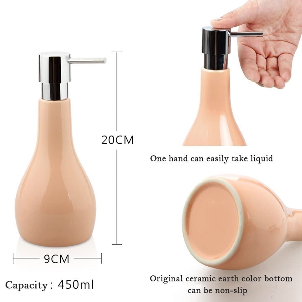 Contenitore erogatore di liquidi, erogatore di sapone liquido in ceramica, flacone erogatore ricaricabile con testa della pompa in acciaio inossidabile, flacone per lozione, adatto per bagno, toi