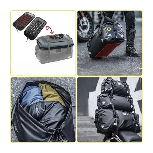 Sacoche de moto étanche à volume modulable et panneau d'extension de bagages