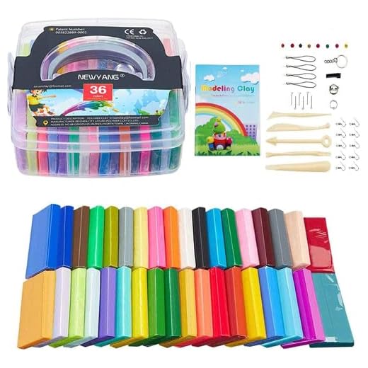 NEWYANG Pate Polymere - 36 Couleurs Argile Polymère,Kit Pate Polymère Accessoire 5 Outils,Coffret Pate a Modeler est Le Meilleur Petit Cadeau pour Noël,Jouets créatifs