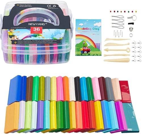 NEWYANG Pate Polymere - 36 Couleurs Argile Polymère,Kit Pate Polymère Accessoire 5 Outils,Coffret Pate a Modeler est Le Meilleur Petit Cadeau pour Noël,Jouets...