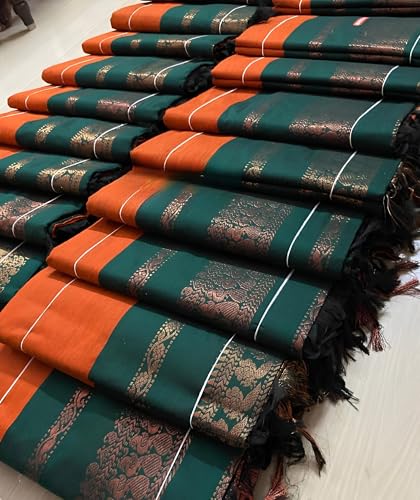 Image of Women's Kanjivaram Cotton Silk Saree South Indian Paithani Sari | gadwal cotton sarees with Zari Border and Blouse Piece - Suitable For All Indian Occasions and Festivals 191