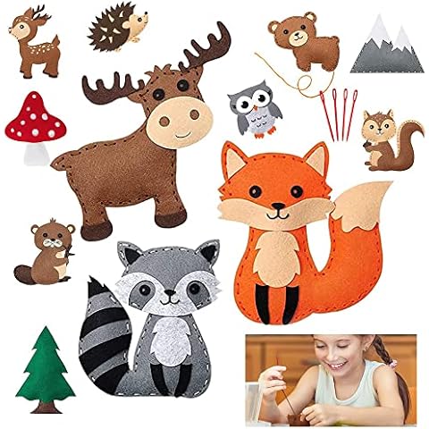 Furado Nähset für Kinder, Waldtier Filz Nähen Kits, Nähen Kinder Set mit Werkzeugen, Nähset Set für Pädagogisches Nähset Festliche Kreativsets und Bastelbedarf Cover