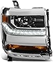 DNA Motoring OEM-HL-0112-L Black Housing Amber Reflector Headlight Lamp Compatible with 16-19 Chevy Silverado 1500 (Passenger Side) Fit Models with HID Headlights Only
