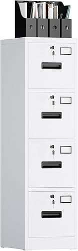 Vista 9 de SUXXAN Archivador de 4 cajones, gabinete de almacenamiento vertical de metal con cerradura, archivador vertical de acero para oficina y hogar