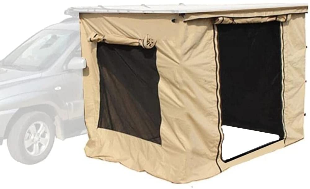DANCHEL OUTDOORWaterproof SideWall Tent for Car Side Awning Camping Overlanding, Windproof Sun Shelter Camper Changing Annex Room for Trailer/SUV/Truck/Van(Khaki, 8.2X8.2ft Room Only)