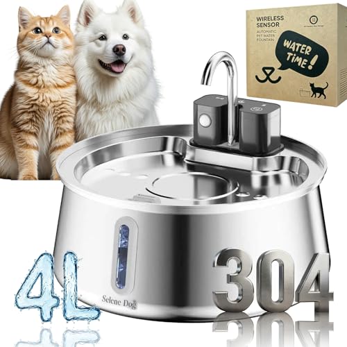 Selene Dog Water Fountain Flowzy Pet Water Fountain Pet Water Fountain Stainless Steel Large-Capacity Smart Cat Water Fountain with Sensor (Water Dispenser)