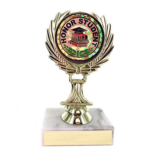 SHOP AWARDS AND GIFTS Trophy with Custom Plate, Engravable Customizable Personalized Academic Award, 5-1/4 Inch,