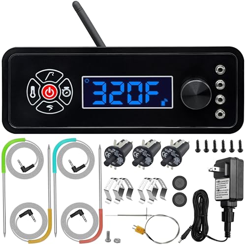 WiFi Controller Replacement Kit for Masterbuilt Gravity Series 560 800 1050 Digital Charcoal Grill Complete Set with Smart Control Panel RTD Probe 4 Meat Probes 3 Door Switches & Power Adapter