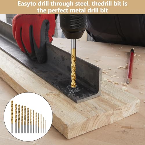 13PCS Metal Drill Bit Sets,Drill Bits for Hard Steel, Drill Bit Set for Drilling Wood, Metal & Plastic(Gold) 4 13PCS Metal Drill Bit Sets,Drill Bits for Hard Steel, Drill Bit Set for Drilling Wood, Metal & Plastic(Gold) - Image 4