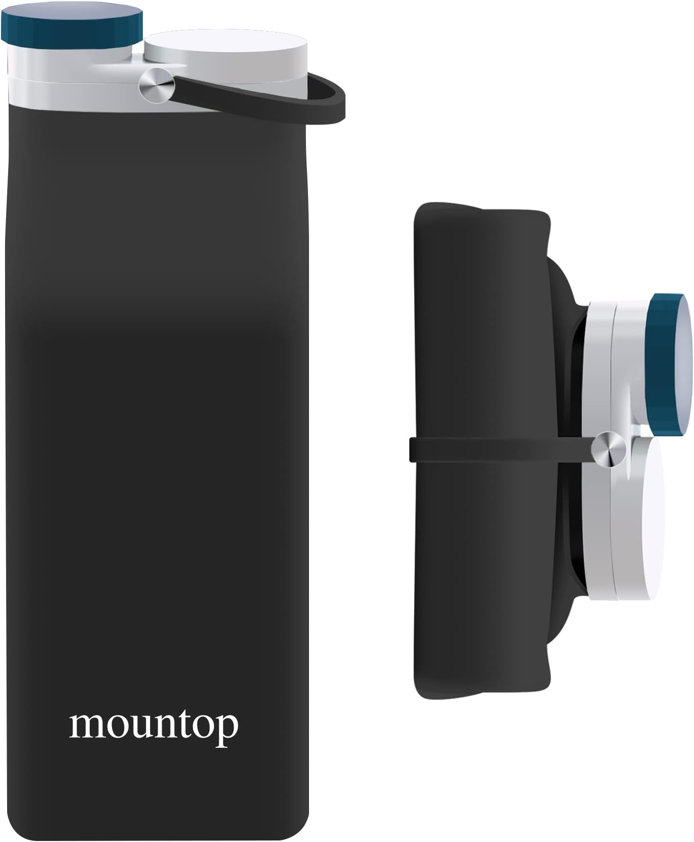 mountopCollapsible Water Bottle, Portable Food Grade Silicone Foldable Travel Reusable Leak Proof Water Bottles for Traveling Running Fitness BPA Free, 20oz, Black