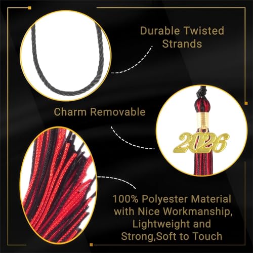 Image of Red and Black Graduation Tassel 2026 for Grad Cap and Graduation Ceremony Accessory Decoration