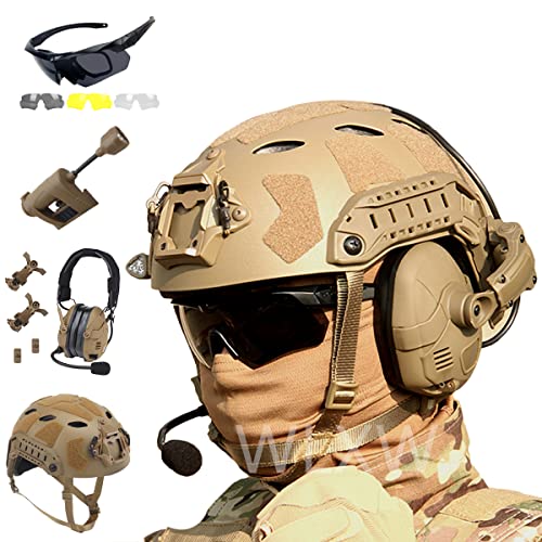 Casque tactique Fast High Cut avec casque Bluetooth et lunettes airsoft WLXW