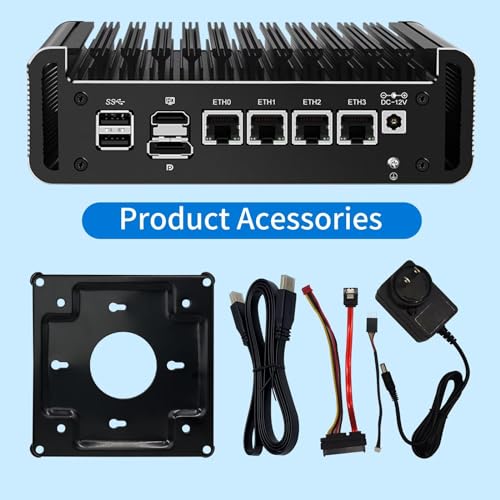 Image of Firewall Mini PC N150 (N100 Upgrade), DDR5 16GB RAM 256GB NVMe SSD, 4 x 2.5GbE i226V LAN Fanless Computer Hardware, Micro Router Appliance, AES-NI, OPNsense, 8USB Port, TF Card Slot