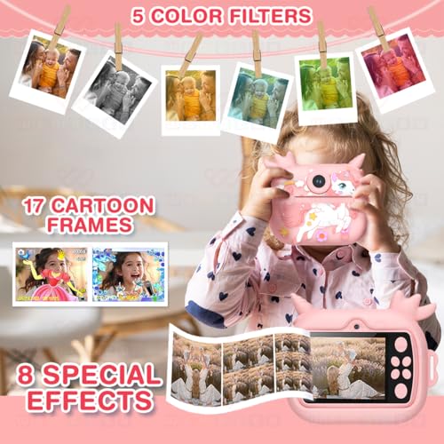 Image of Wembley 8MP Digital Camera for Kids with Print | Instant Printing, Unicorn Design, Video Recorder, 4GB SD Card, Print Paper Rolls, Shoulder Strap for Kids 3-10 Years