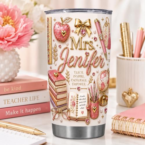 Raevaki Personalized Teacher Tumbler - Gifts For Teachers - Custom 2D Flat Back To School Cup T15 - Classroom Tumbler - Teacher's Day, Graduation, Birthday Gifts For Teachers, Educator - Image 5