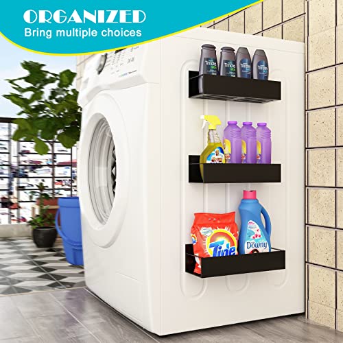 Realinn Magnetic Spice Rack Organizer, [4 Pack] Moveable Fridge Spice Shelves, Space Saver For Refrigerator And Microwave Oven, Metal Refrigerator Shelf, Black #TOP3