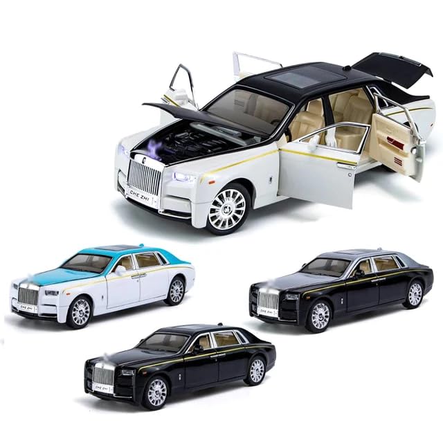 Image of 1 /24 Rolls-Royce Phantom Model Car with Box, Zinc Alloy Pull Back Toy car with Sound and Light for Kids Boy Girl Gift?Colors as Per Stock? (Rolls Royce Phantom 1:24)