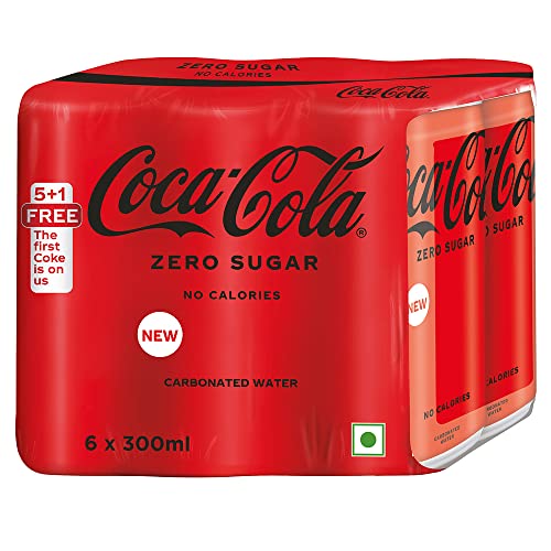 Image of Coca-Cola Zerosugar, No Calories Soft Drink Can, 300 Ml (Pack of 6) - Cola