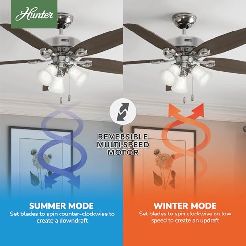 Image of Hunter Builder Plus, Indoor, Ceiling Fan, 5 Blades, 52 inch, Brushed Nickel